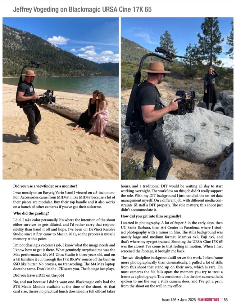 Page 55: the interview continues, with two more behind-the-scenes photographs