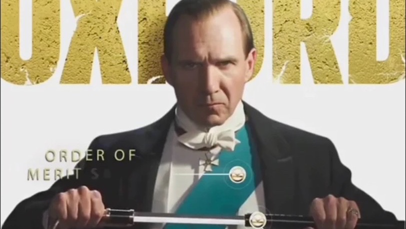 The King’s Man: a figure in white tie drawing a cane sword, the title in gold behind him