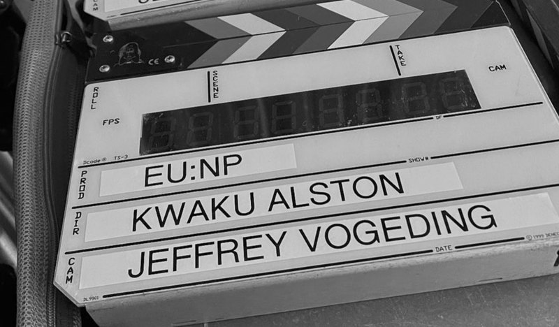 The slate from the Steph Curry × NOPE shoot: director Kwaku Alston, camera Jeffrey Vogeding